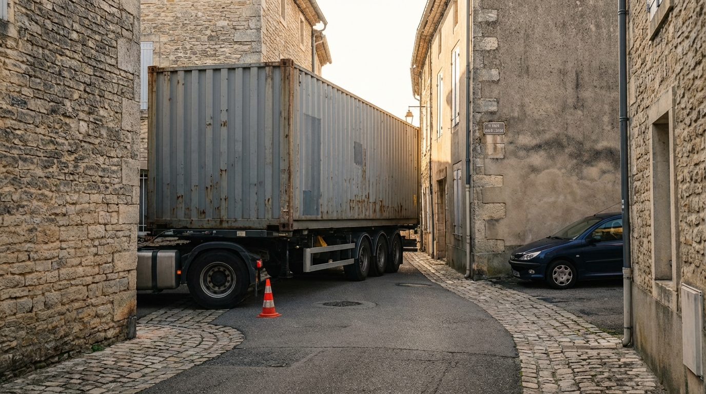 Livraison d'une piscine container : transport, grue et préparation du chantier